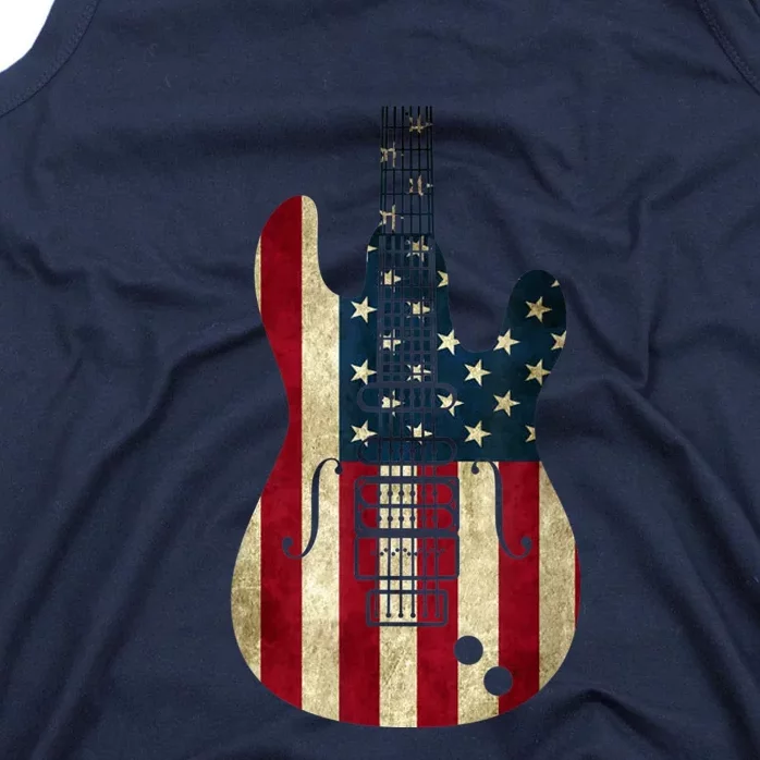 Funny 4th Of July American Flag Guitar Patriotic Gift Tank Top