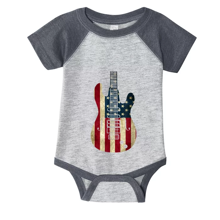 Funny 4th Of July American Flag Guitar Patriotic Gift Infant Baby Jersey Bodysuit