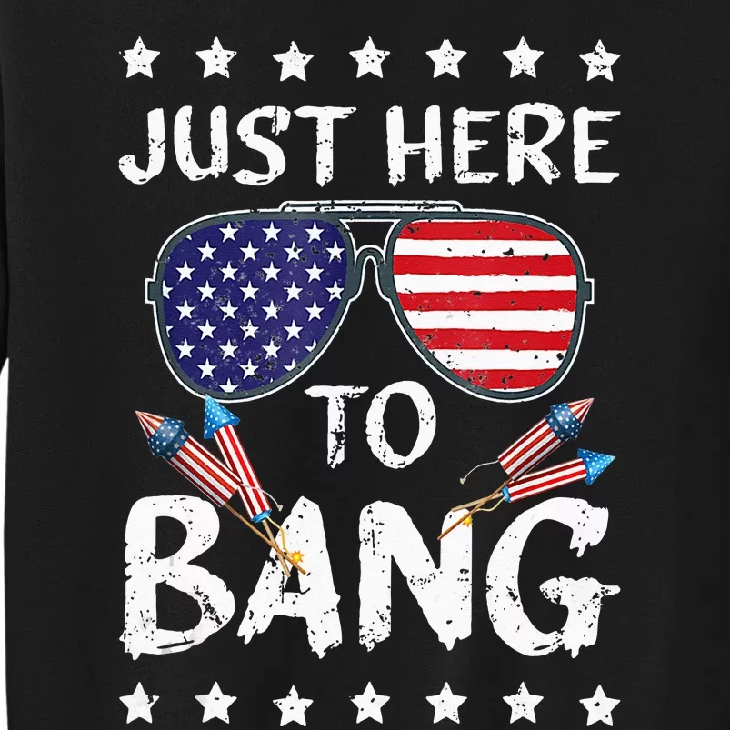 Funny 4th Of July Im Just Here To Bang USA Flag Sunglasses Sweatshirt