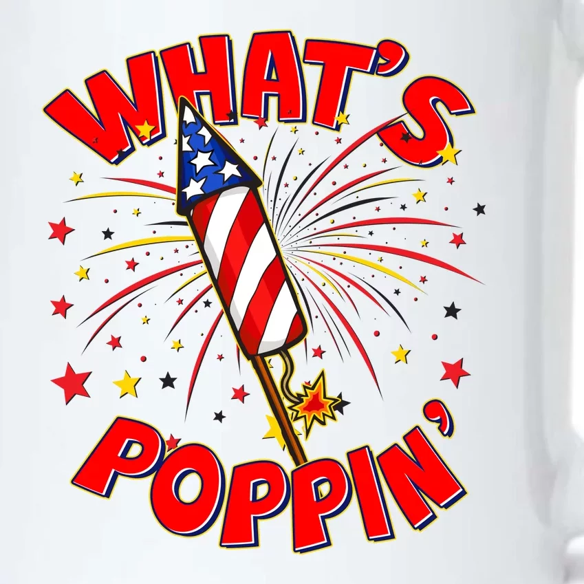 Funny 4th Of July What's Poppin Fireworks Rocket Black Color Changing Mug