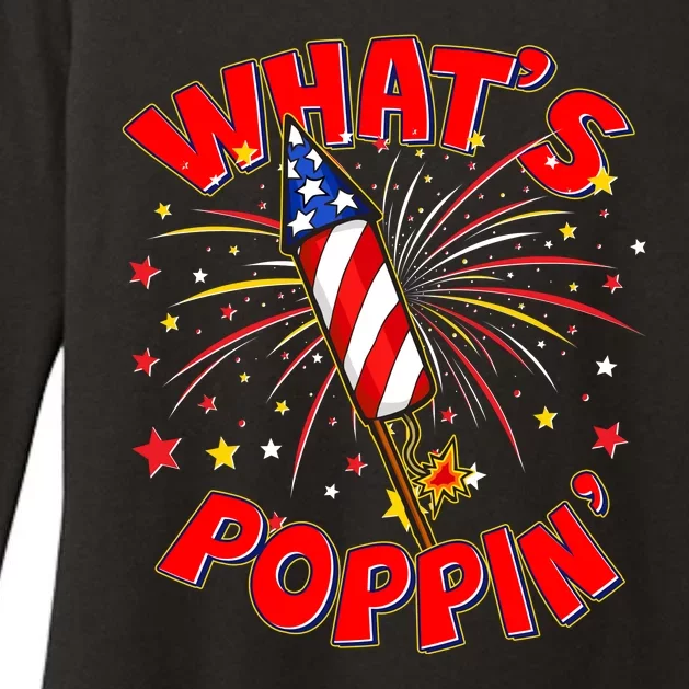 Funny 4th Of July What's Poppin Fireworks Rocket Womens CVC Long Sleeve Shirt