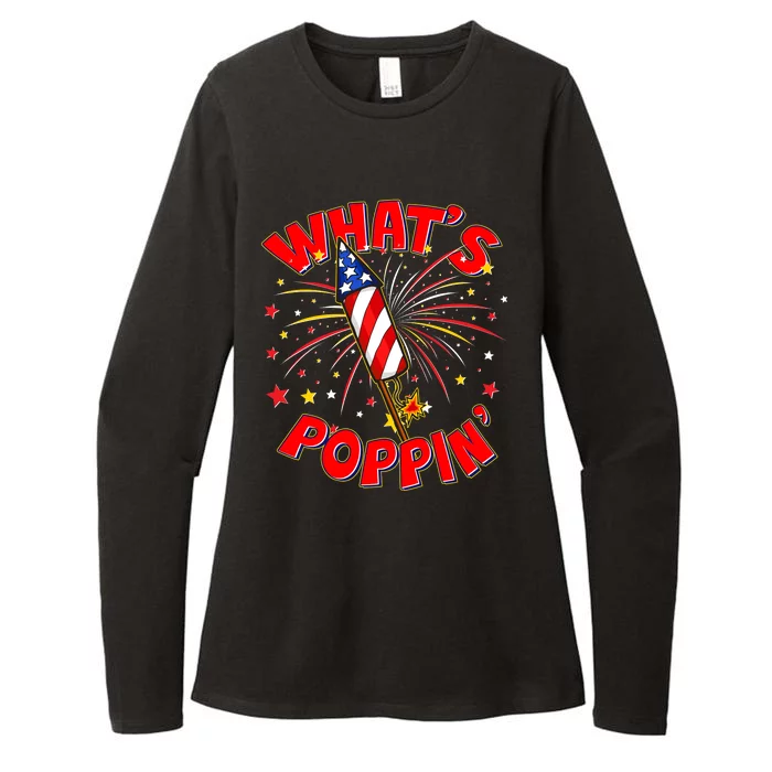 Funny 4th Of July What's Poppin Fireworks Rocket Womens CVC Long Sleeve Shirt