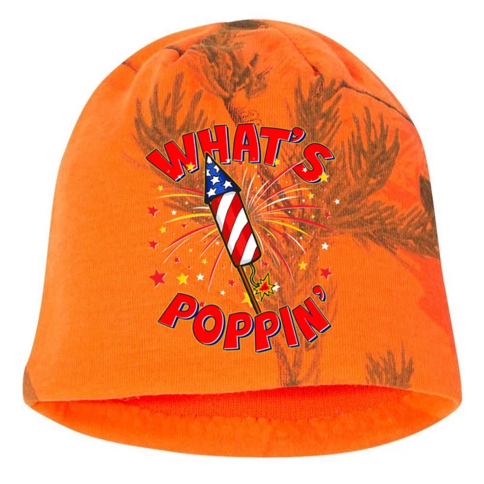 Funny 4th Of July What's Poppin Fireworks Rocket Kati - Camo Knit Beanie