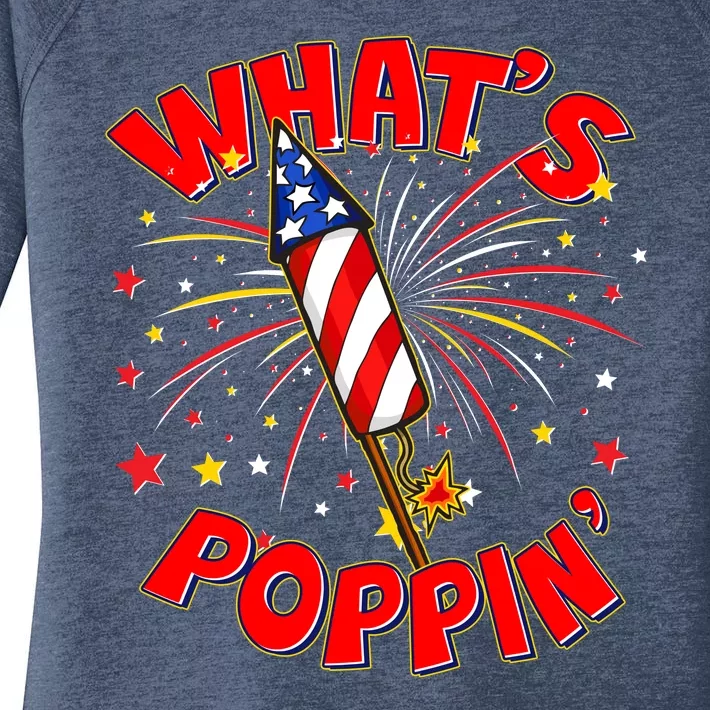 Funny 4th Of July What's Poppin Fireworks Rocket Women's Perfect Tri Tunic Long Sleeve Shirt