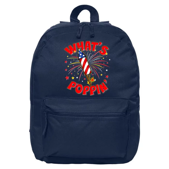 Funny 4th Of July What's Poppin Fireworks Rocket 16 in Basic Backpack