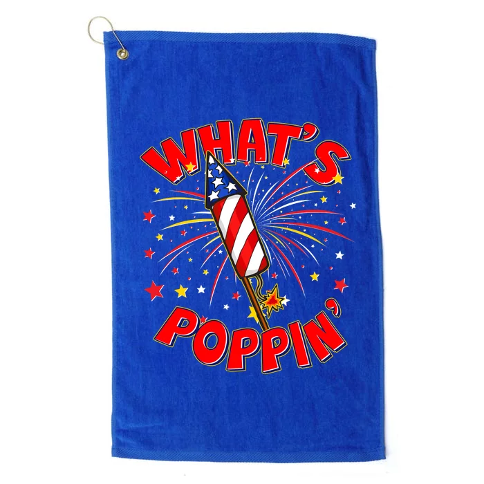 Funny 4th Of July What's Poppin Fireworks Rocket Platinum Collection Golf Towel