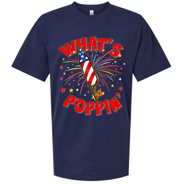 Funny 4th Of July What's Poppin Fireworks Rocket Sueded Cloud Jersey T-Shirt