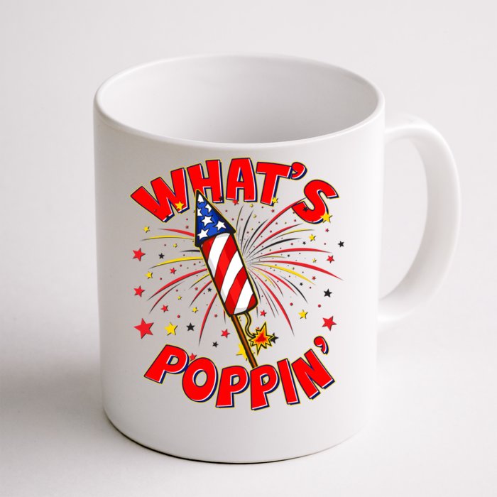 Funny 4th Of July What's Poppin Fireworks Rocket Front & Back Coffee Mug