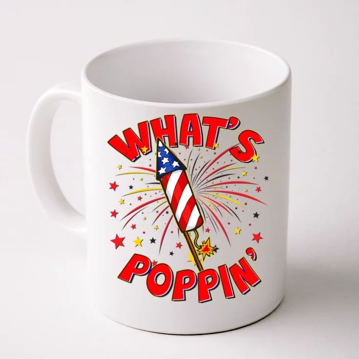 Funny 4th Of July What's Poppin Fireworks Rocket Front & Back Coffee Mug