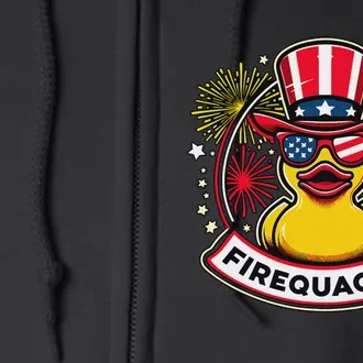 Firequacker 4th Of July Rubber Duck Usa Flag Full Zip Hoodie