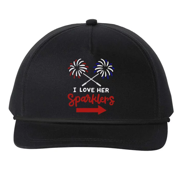 Funny 4th Of July I Love Her Sparklers Matching Couple Him Snapback Five-Panel Rope Hat