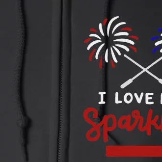 Funny 4th Of July I Love Her Sparklers Matching Couple Him Full Zip Hoodie