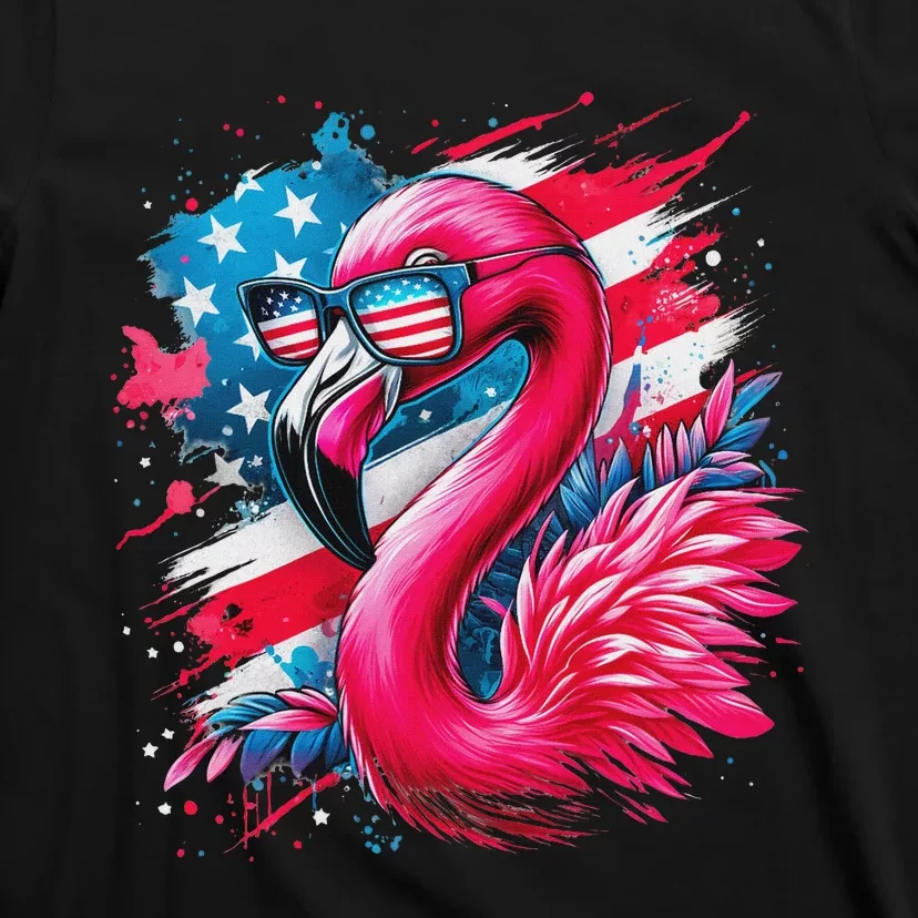 Flamingo 4th Of July American Flag Patriotic T-Shirt