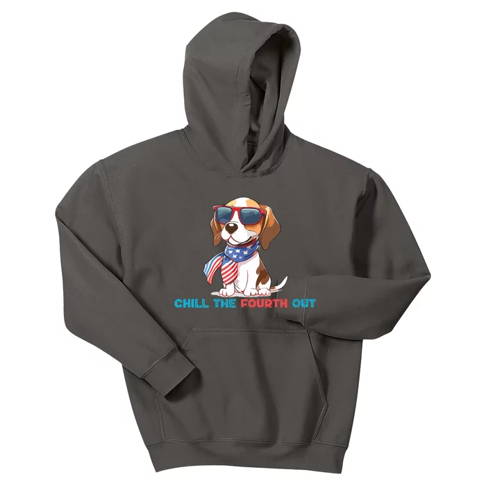 Funny 4th Of July Beagle Dog Chill The Fourth Out Dog Lover Kids Hoodie