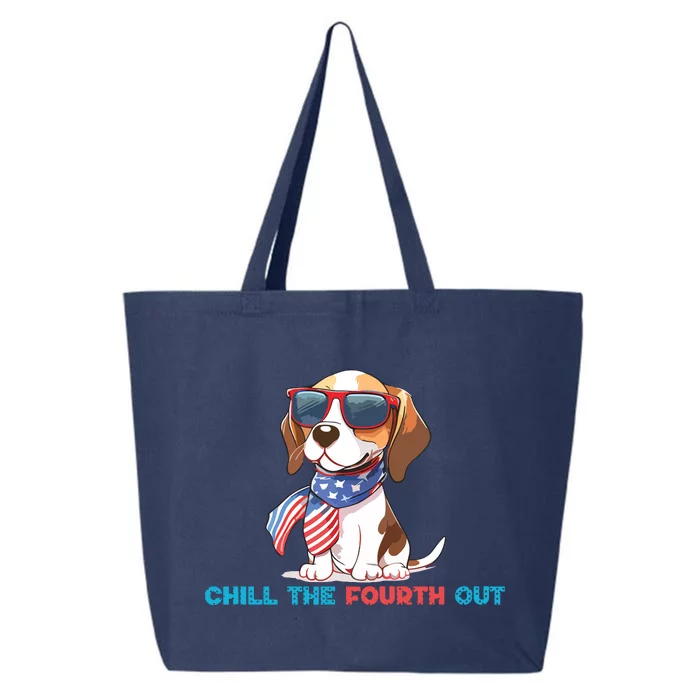 Funny 4th Of July Beagle Dog Chill The Fourth Out Dog Lover 25L Jumbo Tote