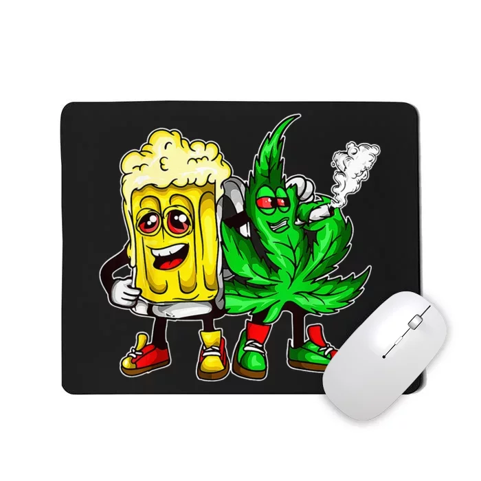 Funny 420 Pot Leaf Marijuana Bong Beer Drunk Weed Cannabis Mousepad