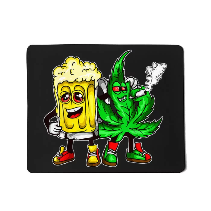 Funny 420 Pot Leaf Marijuana Bong Beer Drunk Weed Cannabis Mousepad