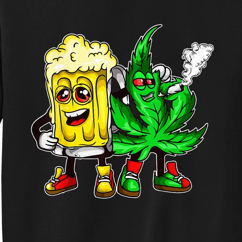 Funny 420 Pot Leaf Marijuana Bong Beer Drunk Weed Cannabis Tall Sweatshirt