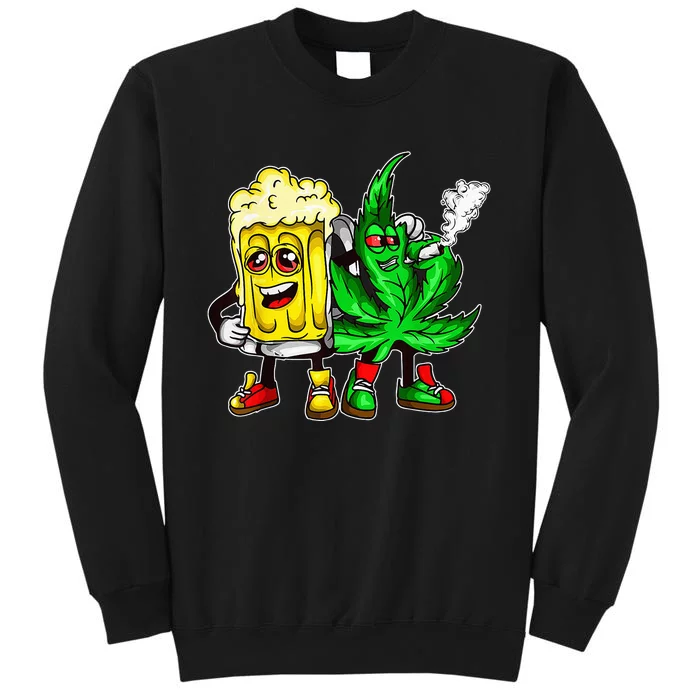 Funny 420 Pot Leaf Marijuana Bong Beer Drunk Weed Cannabis Tall Sweatshirt