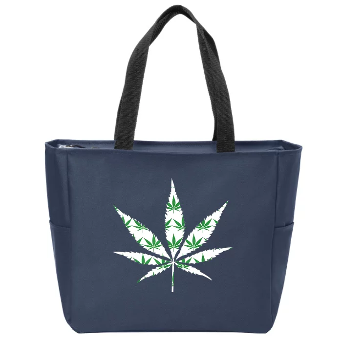 Funny 420 Stoner THC Marijuana Cannabis Weed Pot Leaf Smoker Zip Tote Bag