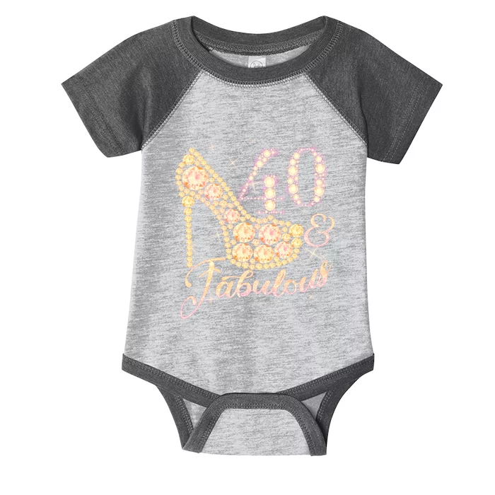 Fabulous & 40 Sparkly Heel 40th Birthday Infant Baby Jersey Bodysuit