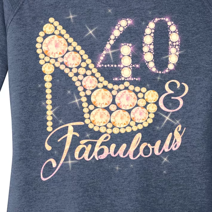 Fabulous & 40 Sparkly Heel 40th Birthday Women's Perfect Tri Tunic Long Sleeve Shirt