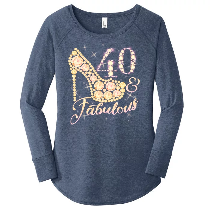 Fabulous & 40 Sparkly Heel 40th Birthday Women's Perfect Tri Tunic Long Sleeve Shirt