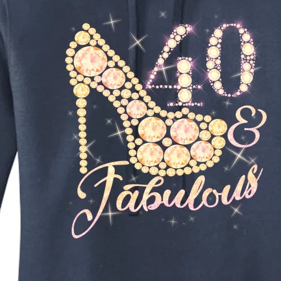 Fabulous & 40 Sparkly Heel 40th Birthday Women's Pullover Hoodie