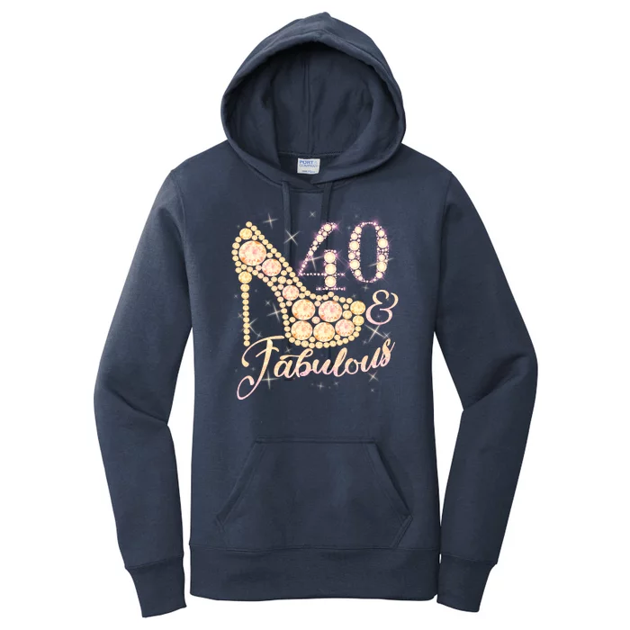 Fabulous & 40 Sparkly Heel 40th Birthday Women's Pullover Hoodie