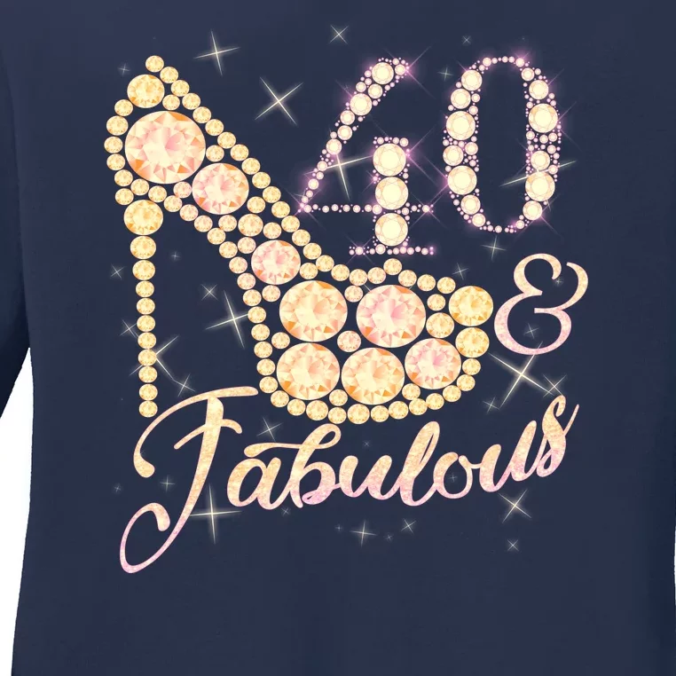 Fabulous & 40 Sparkly Heel 40th Birthday Ladies Long Sleeve Shirt