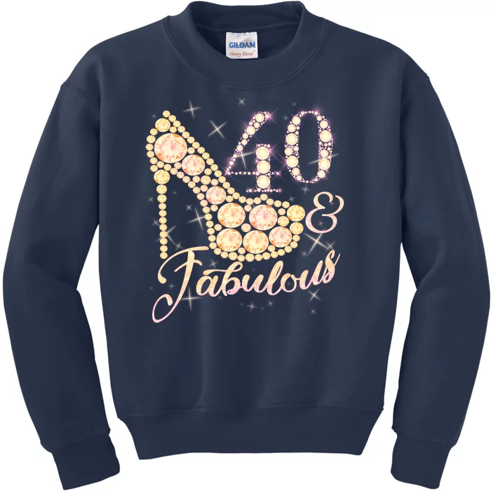 Fabulous & 40 Sparkly Heel 40th Birthday Kids Sweatshirt