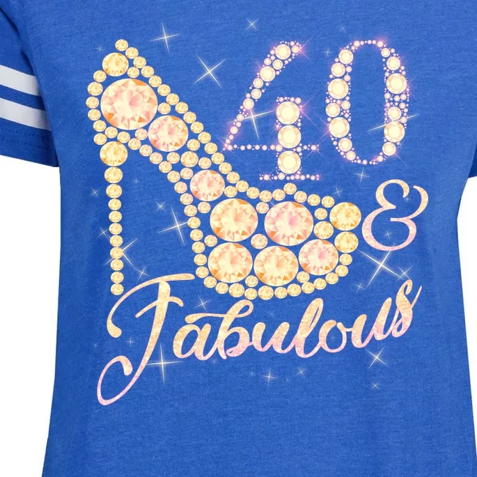 Fabulous & 40 Sparkly Heel 40th Birthday Enza Ladies Jersey Football T-Shirt