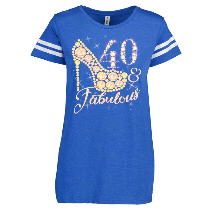 Fabulous & 40 Sparkly Heel 40th Birthday Enza Ladies Jersey Football T-Shirt