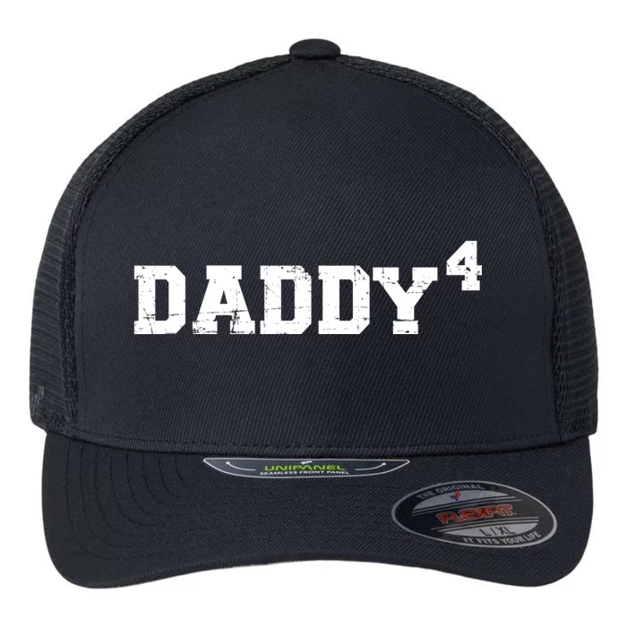 Fourth 4th Time Daddy Dad Of Four Father's Day Gift Flexfit Unipanel Trucker Cap