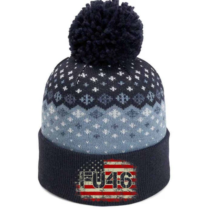 FU 46 Vintage Old American Flag Funny Biden Patriots FU46 The Baniff Cuffed Pom Beanie