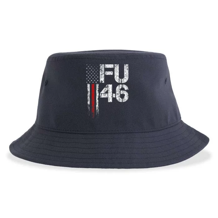 FU 46 Vintage Old American Flag Funny Biden Patriots FU46 Sustainable Bucket Hat