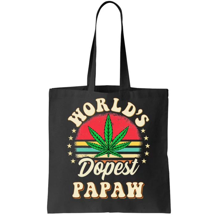 Funny 420 Weed Pot Vintage Matching Worlds Dopest PAPAW Tote Bag