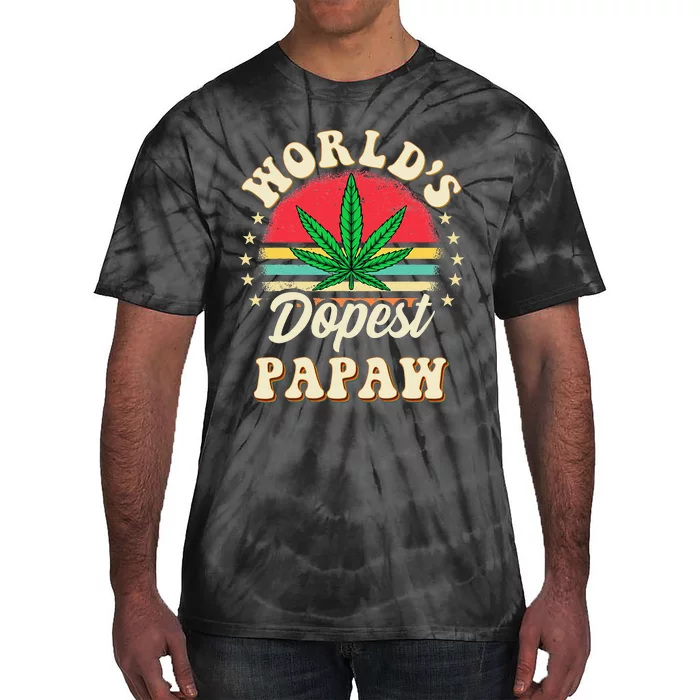 Funny 420 Weed Pot Vintage Matching Worlds Dopest PAPAW Tie-Dye T-Shirt