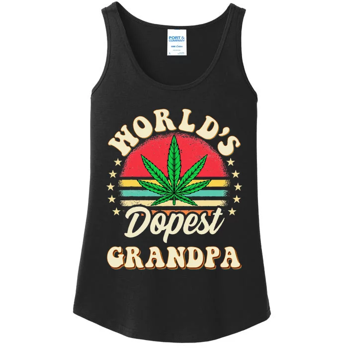 Funny 420 Weed Pot Vintage Matching Worlds Dopest Grandpa Ladies Essential Tank