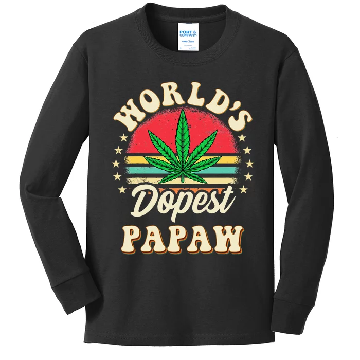 Funny 420 Weed Pot Vintage Matching Worlds Dopest PAPAW Kids Long Sleeve Shirt