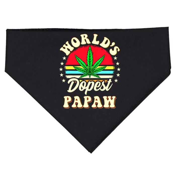 Funny 420 Weed Pot Vintage Matching Worlds Dopest Papaw USA-Made Doggie Bandana