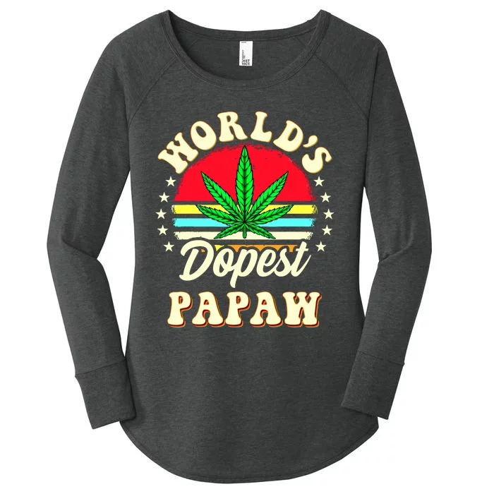 Funny 420 Weed Pot Vintage Matching Worlds Dopest Papaw Women's Perfect Tri Tunic Long Sleeve Shirt