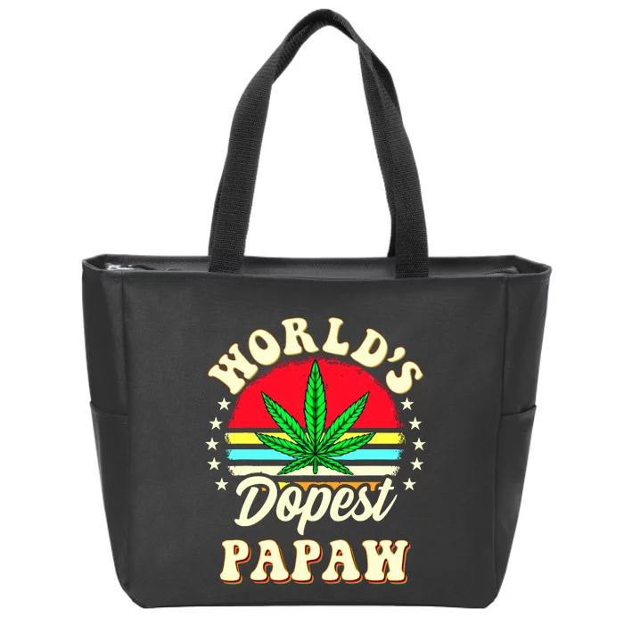 Funny 420 Weed Pot Vintage Matching Worlds Dopest Papaw Zip Tote Bag