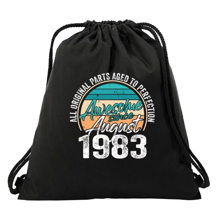 Funny 40 Year Old August 1983 Vintage Retro 40th Birthday Gift Drawstring Bag