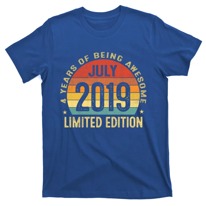 Funny 4 Year Old July 2019 Vintage Retro 4th Birthday Gift T-Shirt