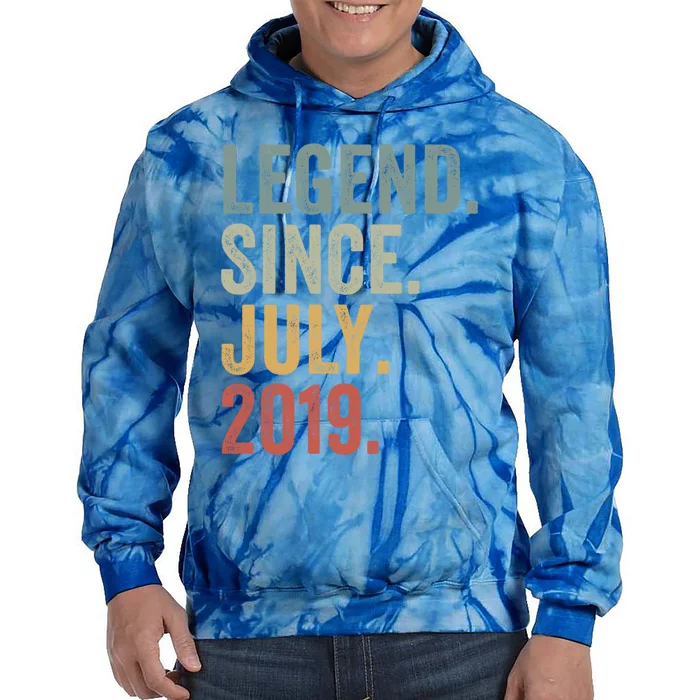 Funny 4 Year Old July 2019 Vintage Retro 4th Birthday Gift Tie Dye Hoodie