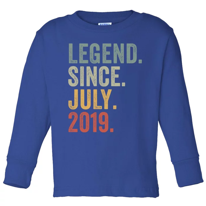 Funny 4 Year Old July 2019 Vintage Retro 4th Birthday Gift Toddler Long Sleeve Shirt