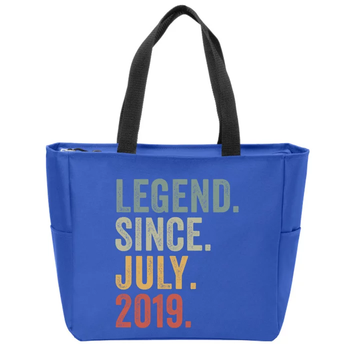 Funny 4 Year Old July 2019 Vintage Retro 4th Birthday Gift Zip Tote Bag