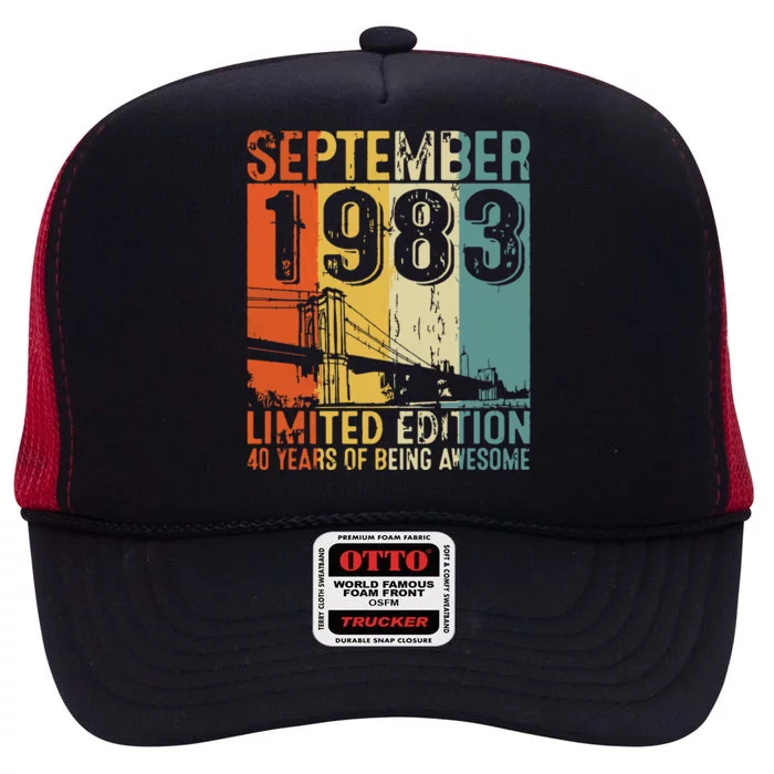 Funny 40 Year Old September 1983 Vintage 40th Birthday Gifts High Crown Mesh Trucker Hat