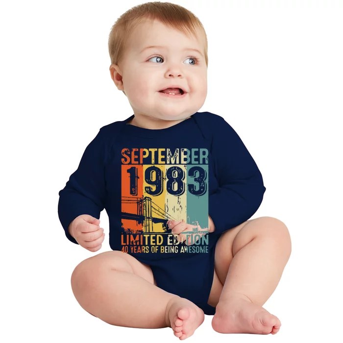 Funny 40 Year Old September 1983 Vintage 40th Birthday Gifts Baby Long Sleeve Bodysuit